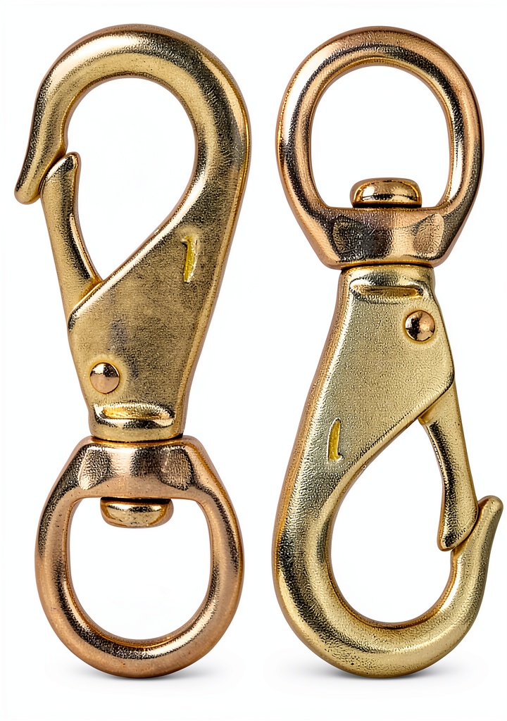 Faneta brass swivel snap hook attached to a rope on a boat deck
