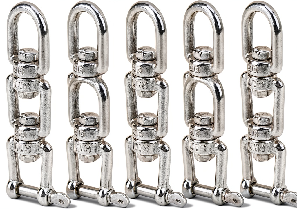 Jadeshay stainless steel swivel hooks in a marine rigging setup