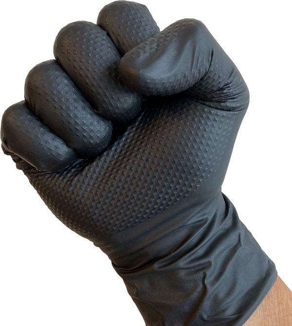 KingSeal UltraBlack-3D Nitrile Exam Gloves, Medical Grade, 6 MIL, Diamond-Texture Grip, Various Sizes and Packs (100 Count)-4