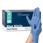 CareStock Blue Nitrile Exam Gloves 200 Count Medium Powder-Free Grade-0