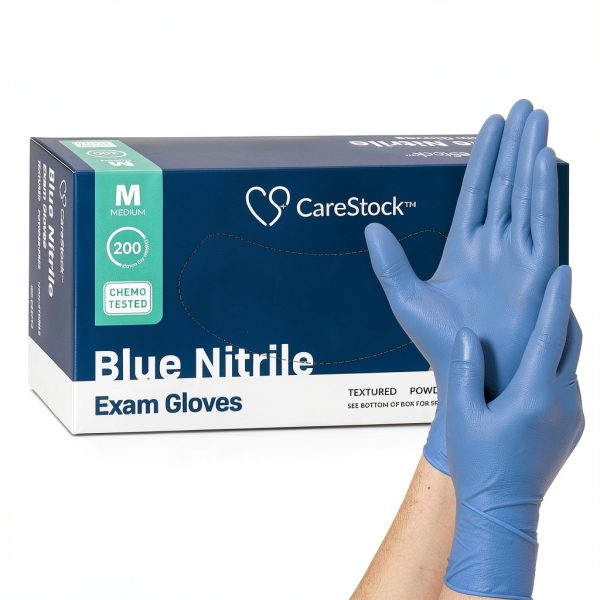 CareStock Blue Nitrile Exam Gloves 200 Count Medium Powder-Free Grade-0