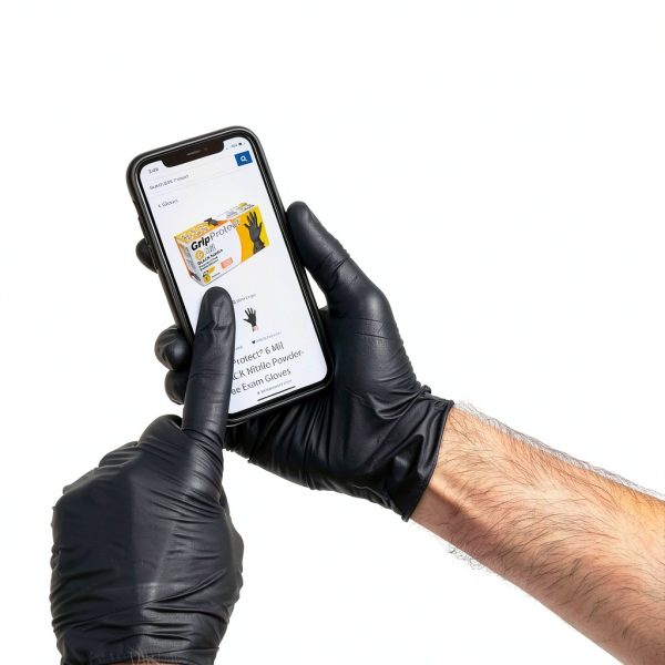 GripProtect 6 Mil Black Nitrile Exam Gloves Textured Medium 100 Count-4