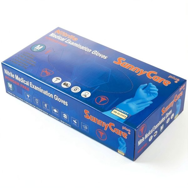 SunnyCare Blue Nitrile Exam Gloves 8202 Powder-Free Chemo Rated Medium-1