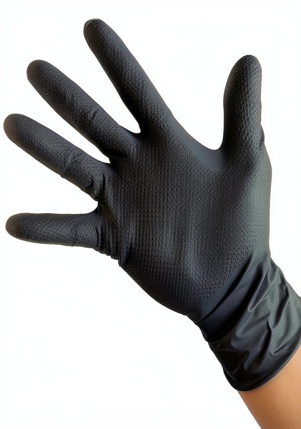 KingSeal UltraBlack nitrile exam gloves 8MIL Diamond Grip 100pcs-0