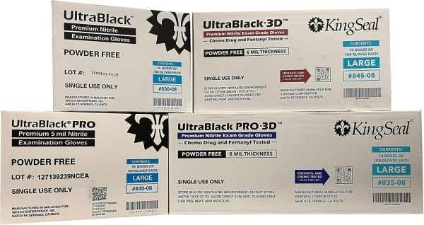 KingSeal UltraBlack-3D Nitrile Exam Gloves, Medical Grade, 6 MIL, Diamond-Texture Grip, Various Sizes and Packs (100 Count)-6