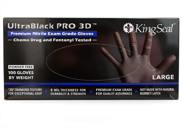 KingSeal UltraBlack nitrile exam gloves 8MIL Diamond Grip 100pcs-2