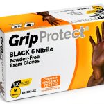 GripProtect 6 Mil Black Nitrile Exam Gloves Textured Medium 100 Count-0