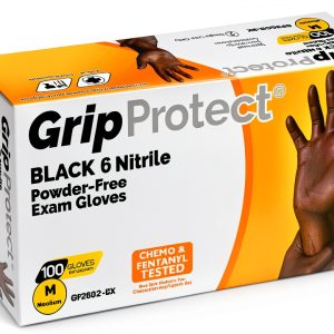GripProtect 6 Mil Black Nitrile Exam Gloves Textured Medium 100 Count-0