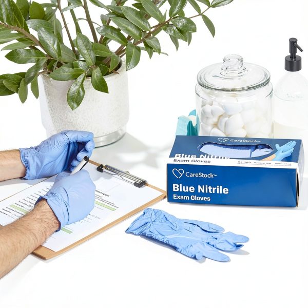 CareStock Blue Nitrile Exam Gloves 200 Count Medium Powder-Free Grade-3