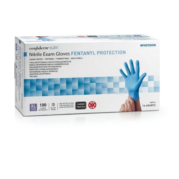 McKesson Confiderm 6.8C Nitrile Exam Gloves, X-Large, 100 Per Box, Chemo Tested, Powder-Free, Fully Textured, Standard Cuff, Ambidextrous, Durable Medical Gloves for High-Tactile Sensitivity-3