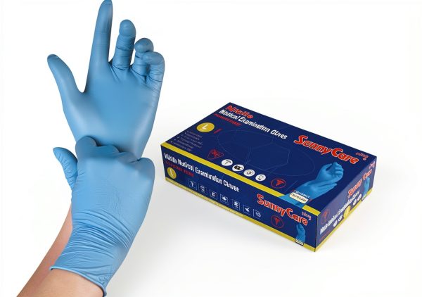 SunnyCare 8203 Blue Nitrile Gloves - Powder Free, Chemo-Rated, Large-1
