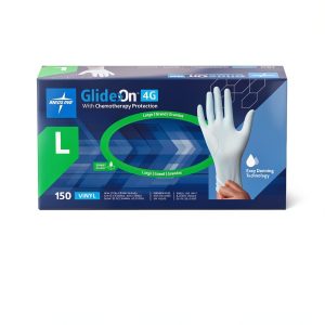 Medline Glide-On 4G Vinyl Exam Gloves Chemotherapy Protection Size L-0