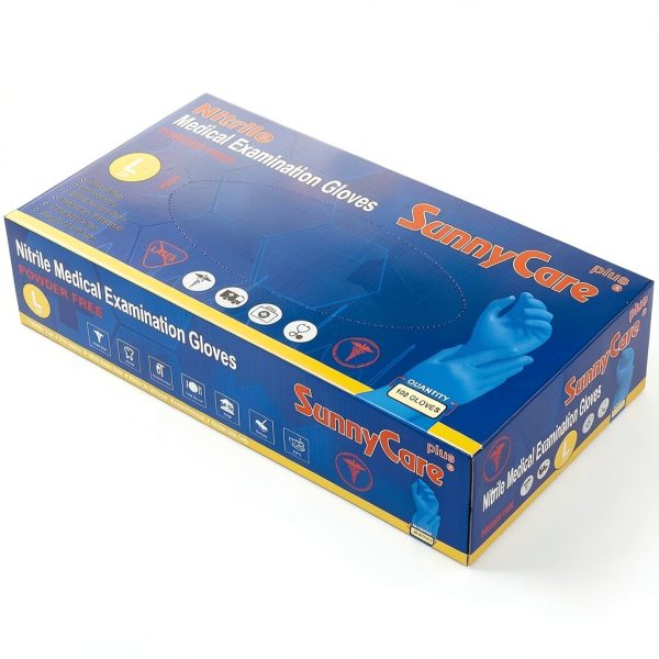 SunnyCare 8203 Blue Nitrile Medical Exam Gloves Powder Free Chemo-1
