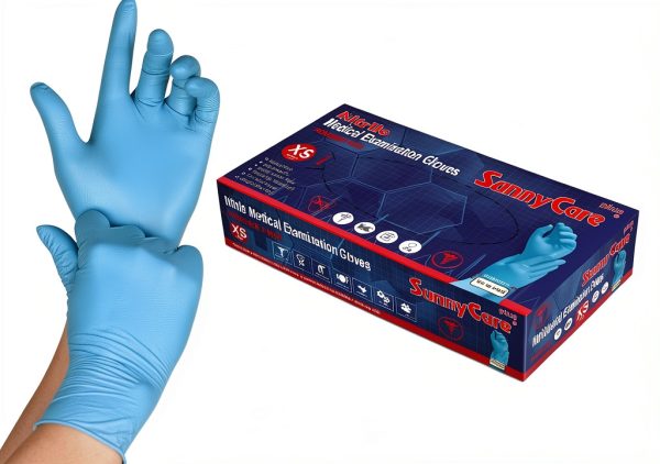 SunnyCare 8200 Blue nitrile exam gloves Powder Free X Small 1000 pcs-1
