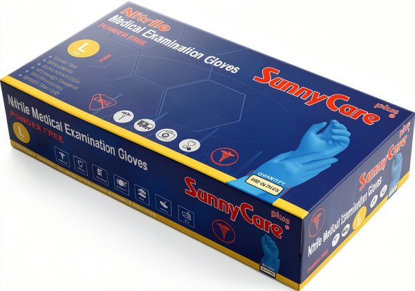 SunnyCare 8203 Blue Nitrile Gloves - Powder Free, Chemo-Rated, Large-0