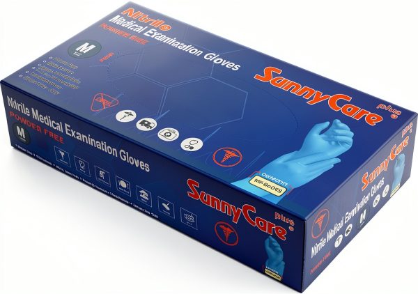 Sunnycare Blue Nitrile Medical Gloves Powder Free Chemo Rated M 100pcs-0