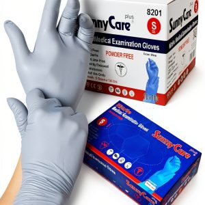 SunnyCare 1000 8201 Blue Nitrile Medical Exam Gloves Powder-Free Small-0