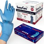 SunnyCare 8200 Blue nitrile exam gloves Powder Free X Small 1000 pcs-0