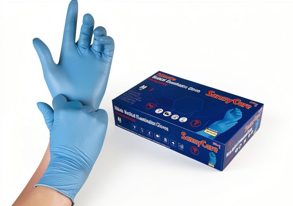Sunnycare Blue Nitrile Medical Gloves Powder Free Chemo Rated M 100pcs-1